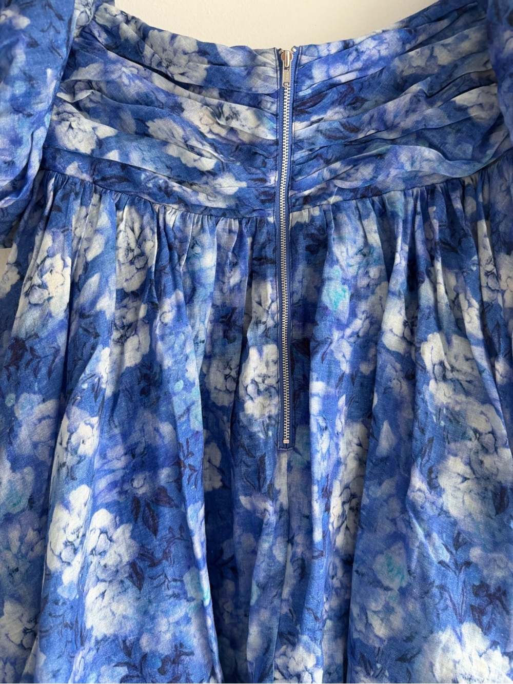 Bardot Bold Blue Kali Floral Babydoll Puff Sleeve Mini Dress Size XL 8239 - Picture 6 of 10